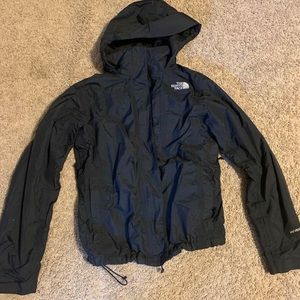 Black north face rain coat